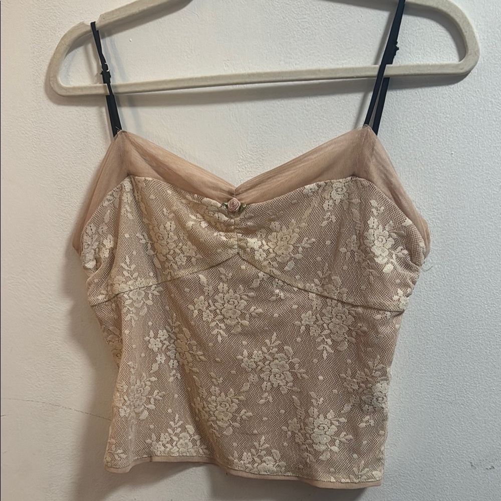 Elegant Lace Beige Camisole Top